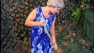 Skinny grey haired granny old muff drilled