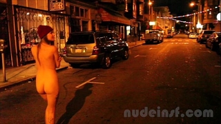 Nude in san francisco: short movie of white wife walking streets undressed late at night