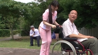 Subtitled extraordinary japanese half bare caregiver outdoors