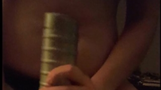 Sexy blond legal age teenager copulates my shlong with fleshlight and her soaked cunt